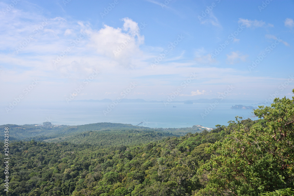 View of the valley and the unusual mountains from the viewpoint, Krabi, Thailand