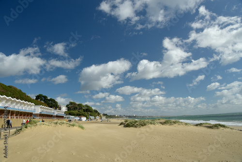 Beach huts on seafront at Bournemouth  Dorset