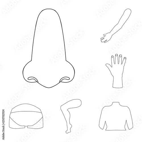 Vector illustration of body and part logo. Collection of body and anatomy vector icon for stock.