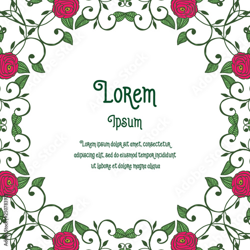Vector illustration lettering lorem ipsum with flower decorative frame hand drawn