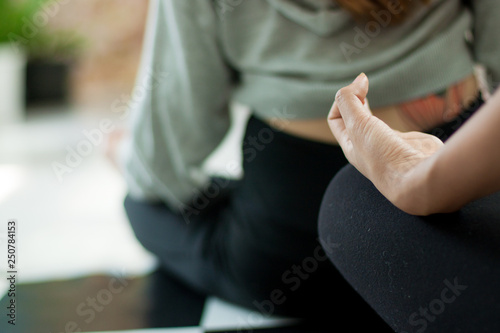 Close up hand of meditation Yoga exercise For mental health And good physical health