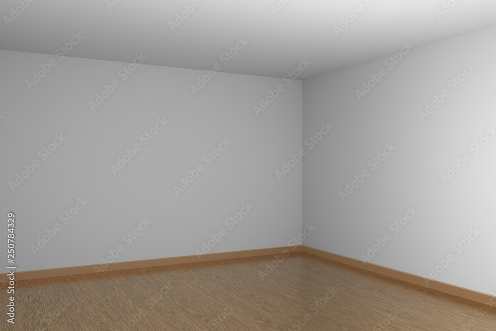 White empty room dark corner with brown hardwood parquet floor. White empty room dark corner with brown hardwood parquet floor.