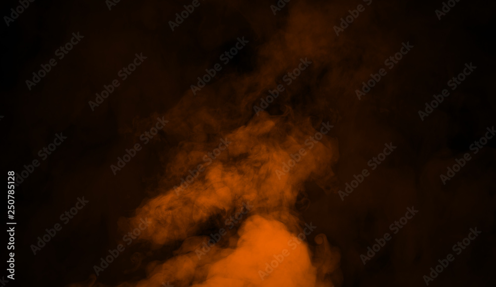 Fototapeta premium Orange smoke stage studio. Abstract fog texture background for graphic and web.