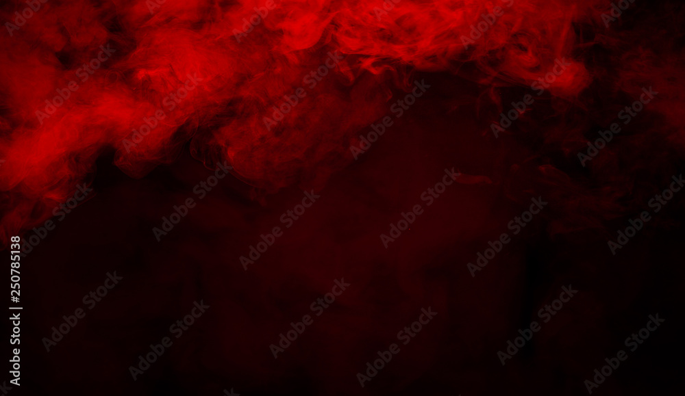 Red smoke stage studio. Abstract fog texture. - obrazy, fototapety, plakaty 