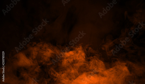 Orange smoke stage studio. Abstract fog texture background for graphic and web.