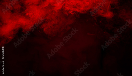 Red smoke stage studio. Abstract fog texture.