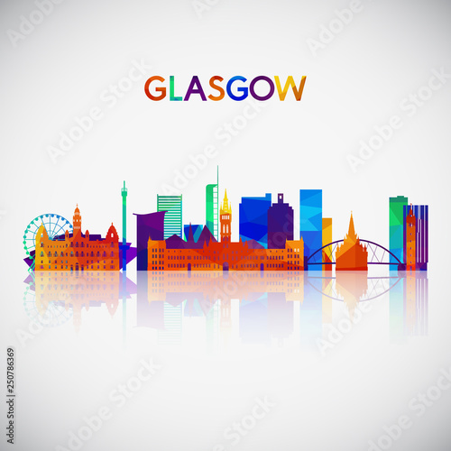Glasgow skyline silhouette in colorful geometric style. Symbol for your design. Vector illustration.