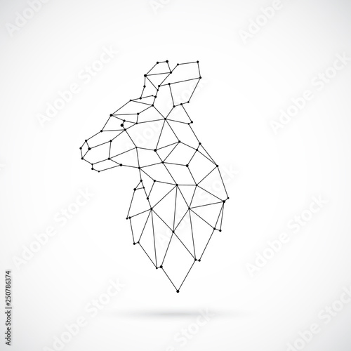 Vector geometric Kangaroo illustration. Simple polygonal Kangaroo emblem.