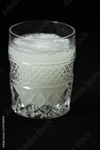  crystal Glass with efervescent tablet in water photo