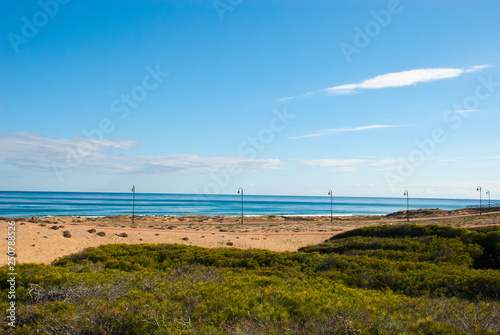Mediterranean coast. Landscape with desert  sea and sky in Spain.