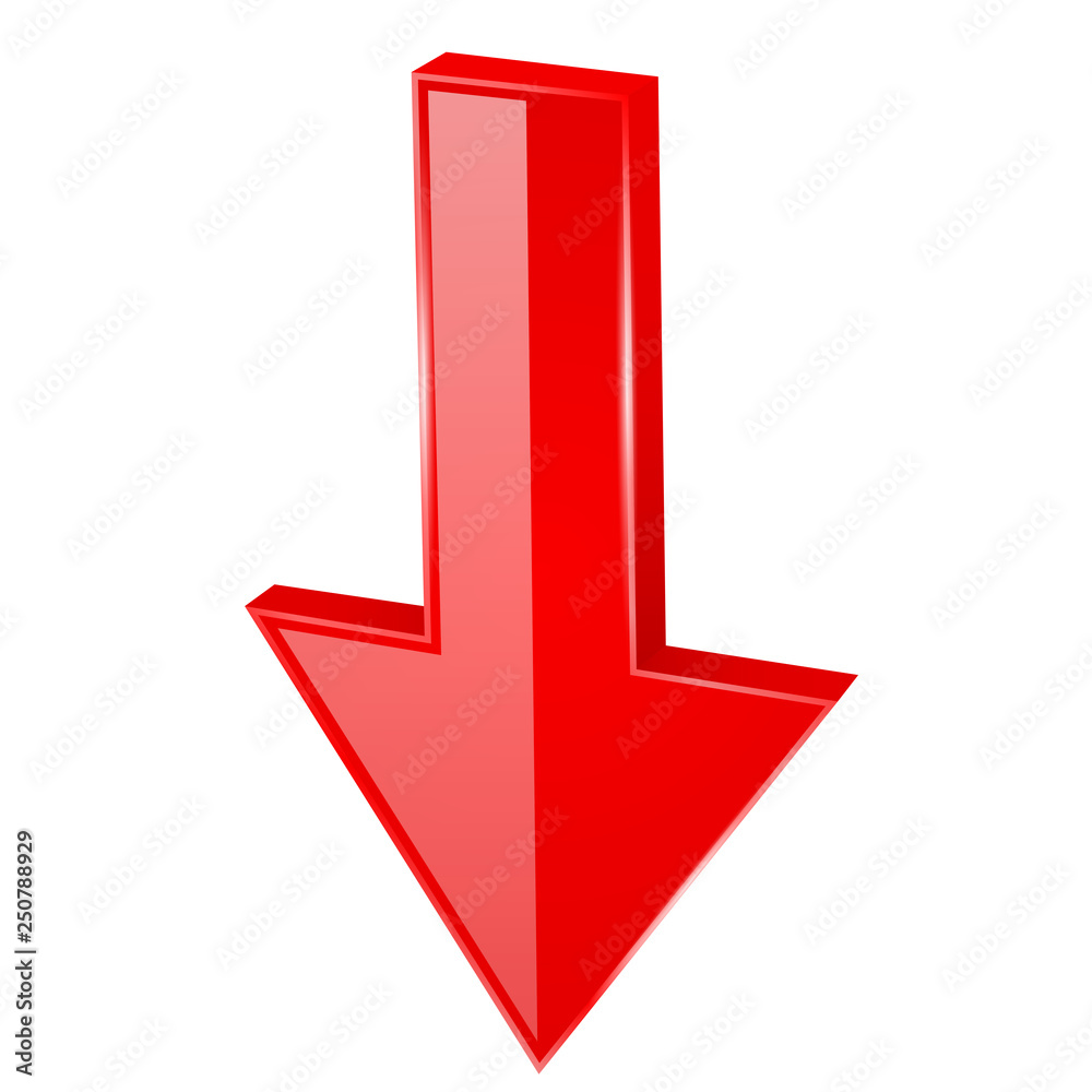 Red DOWN arrow. 3d web icon Red DOWN arrow. 3d web icon