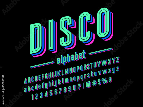 Colorful layered line style alphabet design