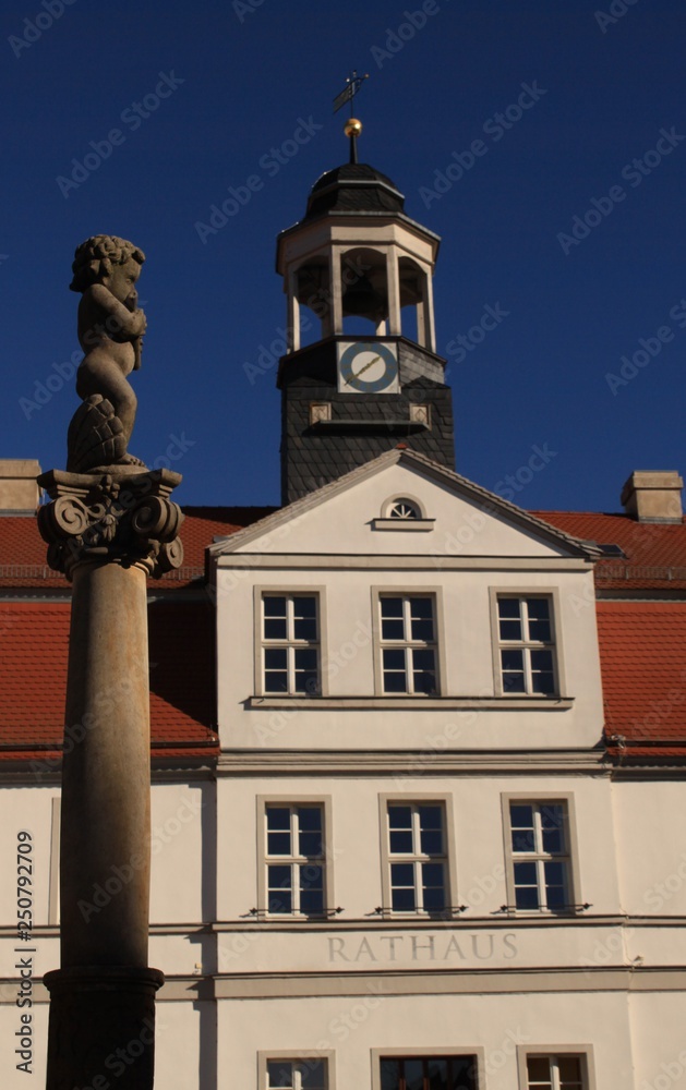 Rathaus und Marktbrunnen in Bad Düben