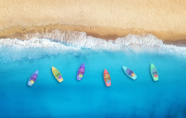 Sierkussen Luchtfoto strand Boten Turkse kust helder zeewater  © biletskiyevgeniy