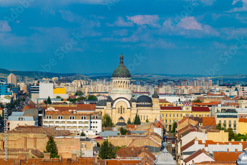 The Dormition of the Theotokos Cathedral viewed from St. Michael's Church in Cluj-Napoca, Romania