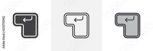 Enter key button icon. Line, glyph and filled outline colorful version, enter keyboard key outline and filled vector sign. Symbol, logo illustration. Different style icons set. Pixel perfect vector 