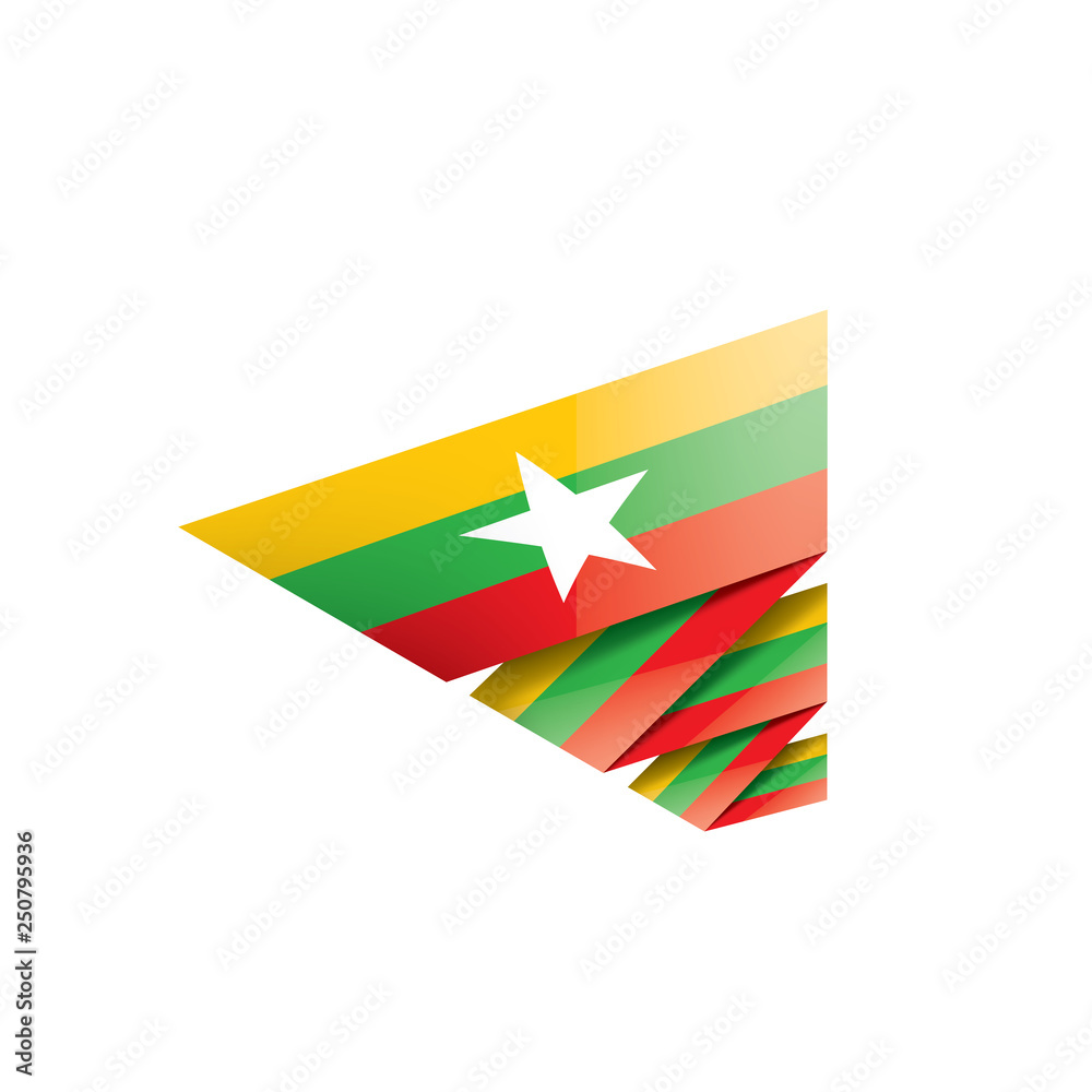 Myanmar flag, vector illustration on a white background Myanmar flag, vector illustration on a white background
