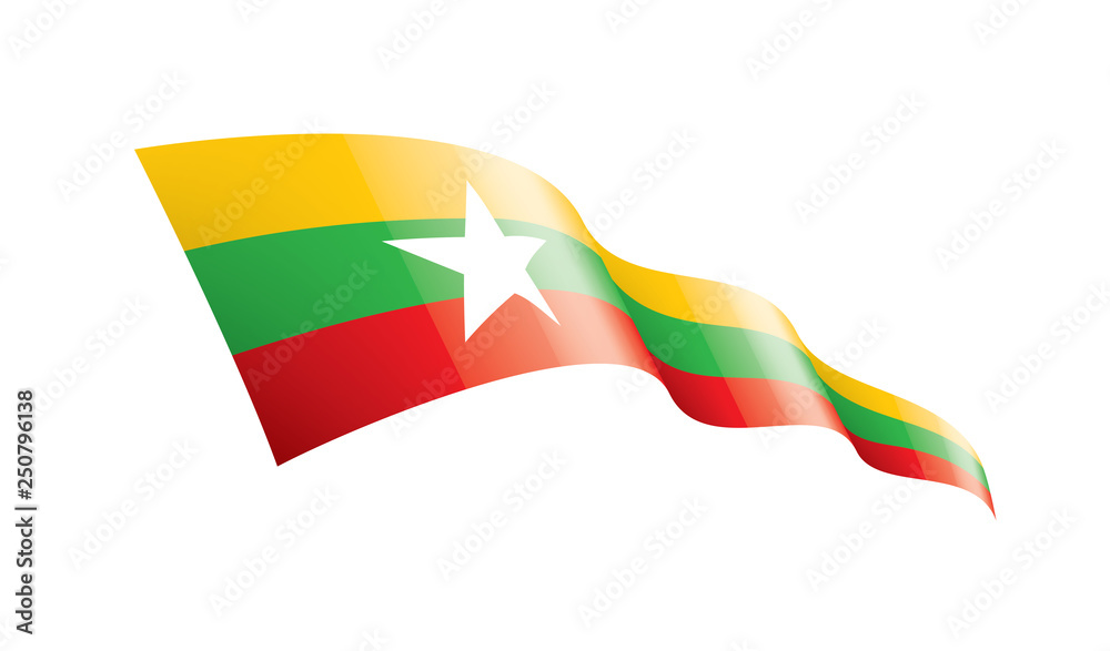 Obraz premium Myanmar flag, vector illustration on a white background