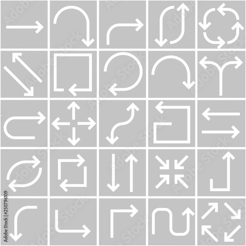 Arrows. White signs on gray background