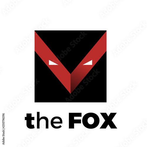 Vector logo of a red fox, in simple geometric shape. Concept of cunning