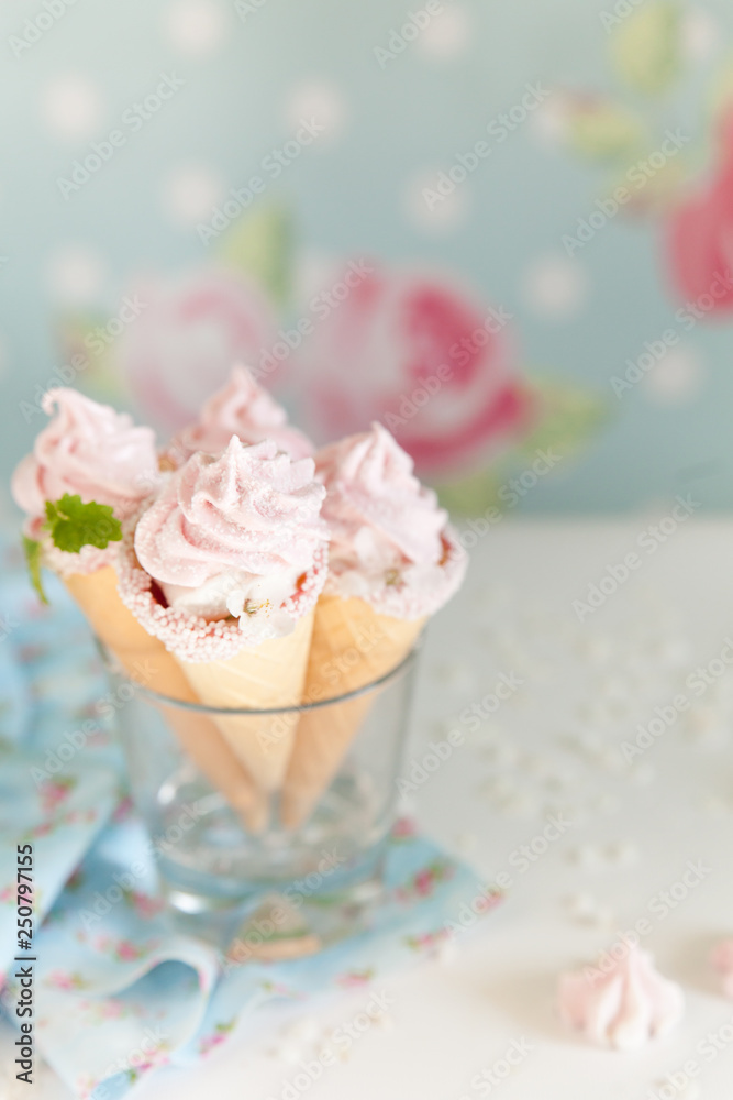 Ice-cream like pink raspberry flavour zephyr Ice-cream like pink raspberry flavour zephyr