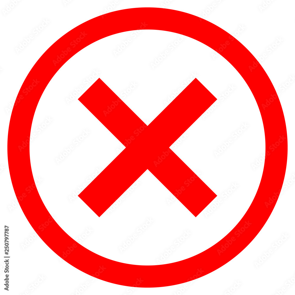 Check marks - red cross icon inside of circle - vector Check marks - red cross icon inside of circle - vector