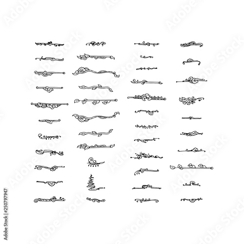 Set of hand-drawn decorative elements. Vector illustration on white background.