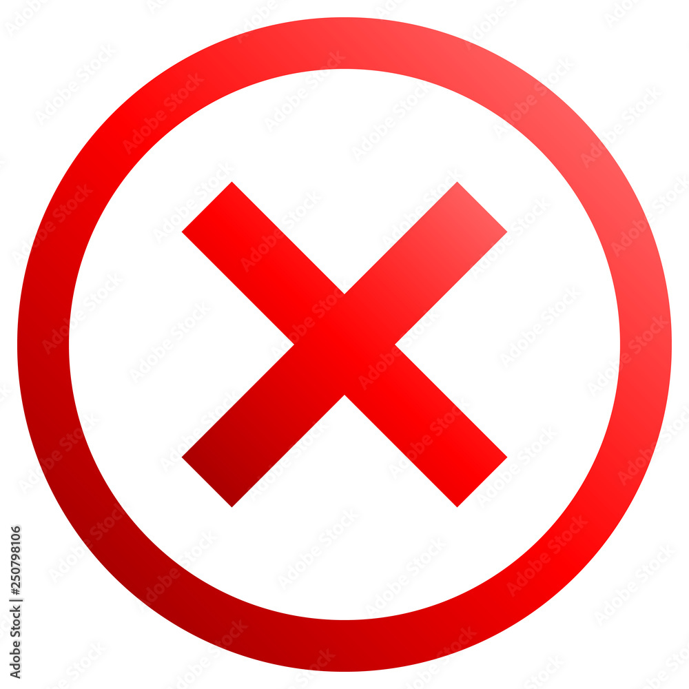 Check marks - red gradient, cross icon inside of circle - vector Check marks - red gradient, cross icon inside of circle - vector