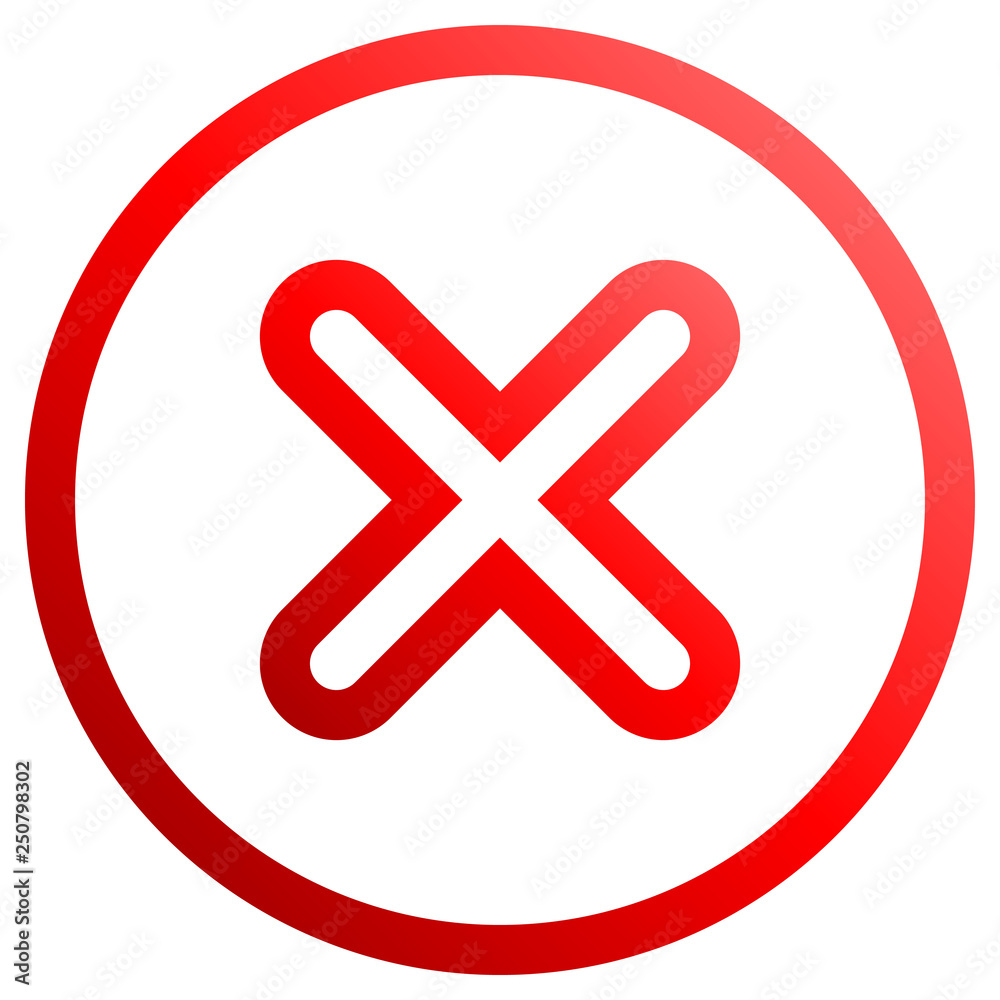 Obraz premium Check marks - red gradient outline, cross icon inside of circle - vector