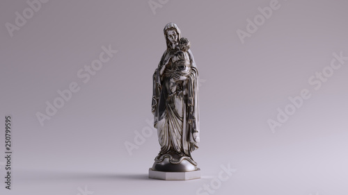 Silver Mary an Child Statue 3d illustration 3d render