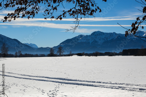 Snowscape in Benediktbeuren, Bavaria, Kochel am See photo