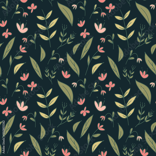 Seamless floral pattern. Folk flowers background. Vector illustration.
