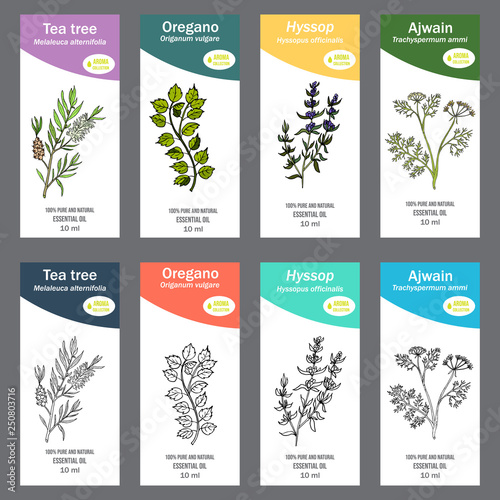 Set of essential oil labels