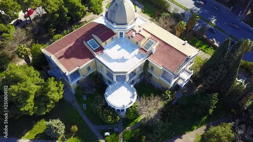 Aerial drone video from famous public Villa Kazouli in the heart of Kifisia, North Athens, Attica, Greece photo