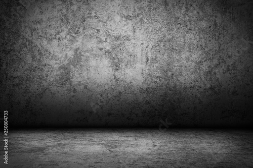 Dark room wall background.black wall and floor interior background.