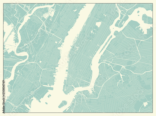 New York USA Map in Retro Style photo