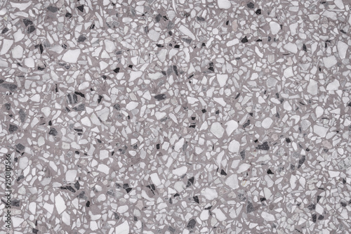 Old terrazzo flooring in seamless patterns texture , polished dark gray, black and white stone for background , mixed color