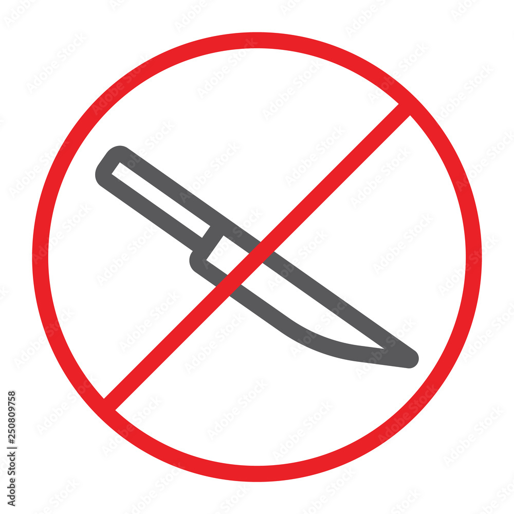 No knife line icon, prohibited and forbidden, no sharp sign, vector graphics, a linear pattern on a white background. No knife line icon, prohibited and forbidden, no sharp sign, vector graphics, a linear pattern on a white background.