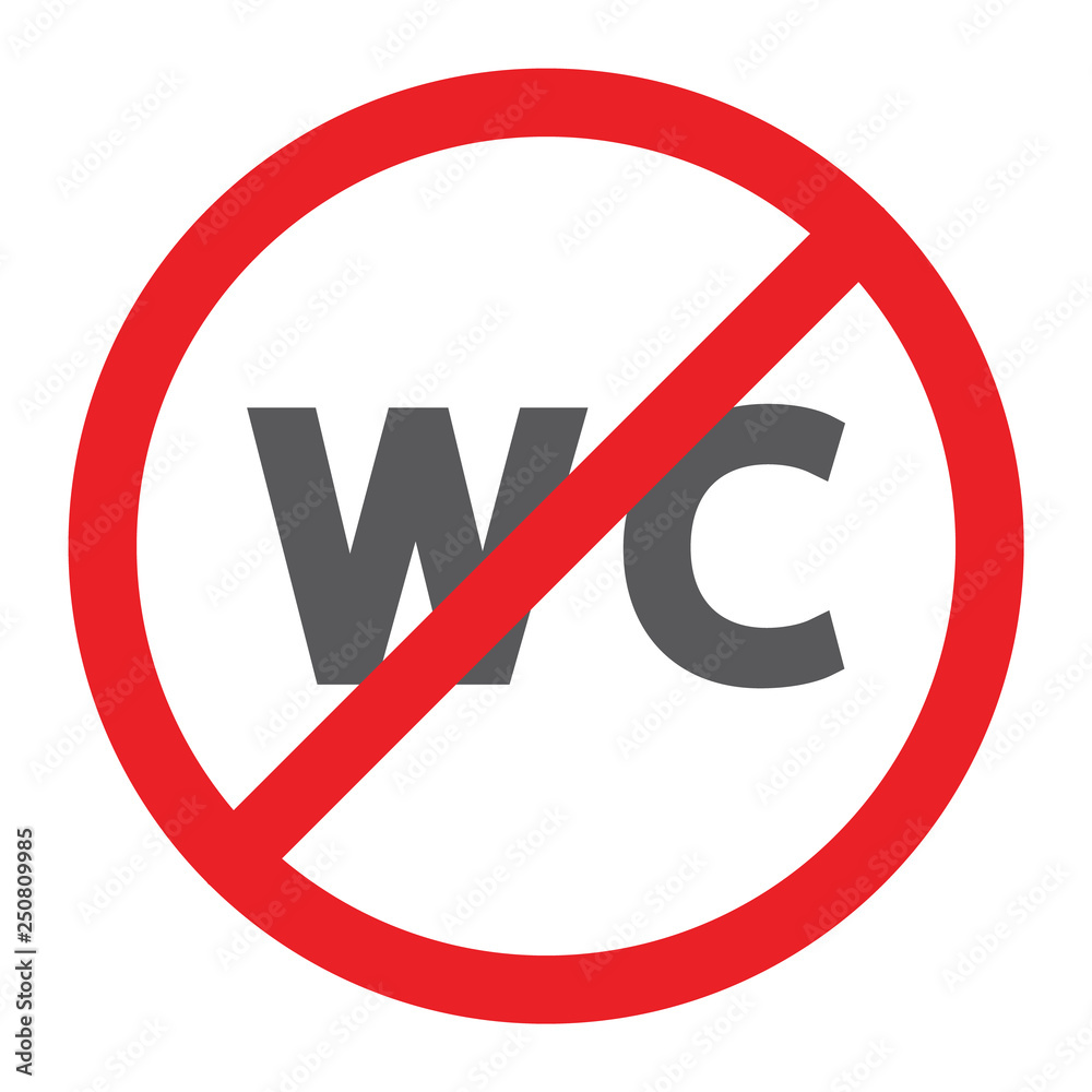 No wc glyph icon, prohibited and closed, no restroom sign, vector graphics, a solid pattern on a white background. No wc glyph icon, prohibited and closed, no restroom sign, vector graphics, a solid pattern on a white background.