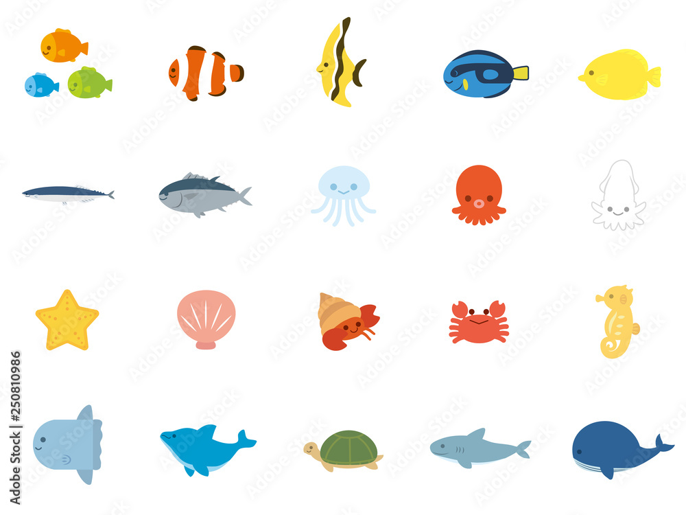 海の生き物 魚セット1 Stock ベクター Adobe Stock