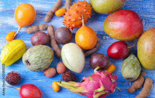 Fototapeta Naklejka Na Ścianę i Meble -  Various exotic fruits.