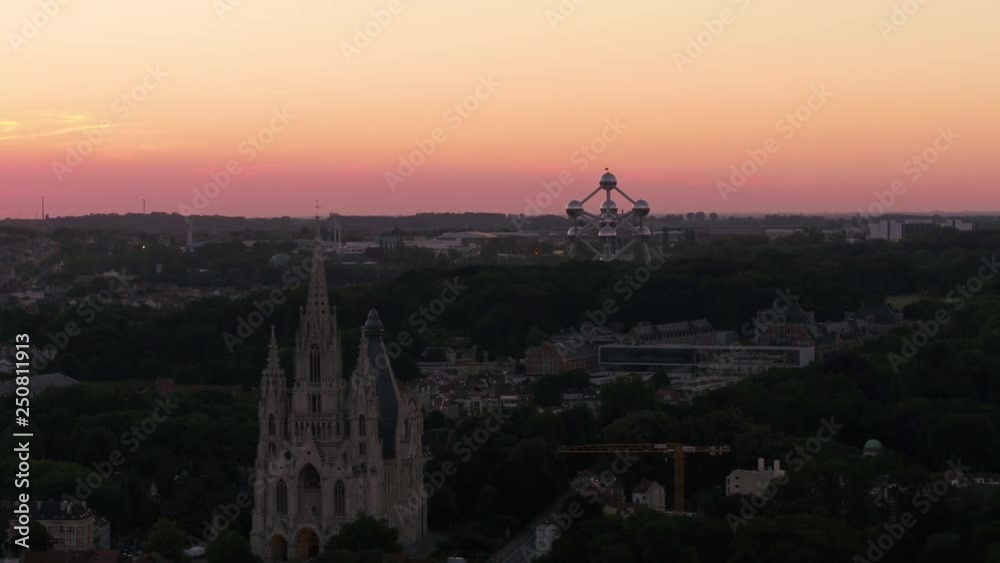 Aerial Belgium Brussels June 2018 Sunset 90mm Zoom 4K Inspire 2 Prores  Aerial video of Brussels Belgium downtown at sunset