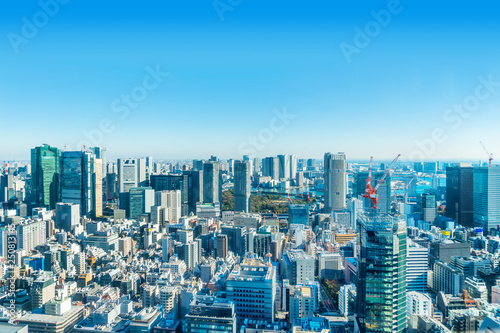 panoramic city skyline aerial view in Tokyo, Japan photo