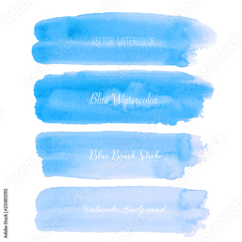Blue brush stroke watercolor on white background. Vector illustration