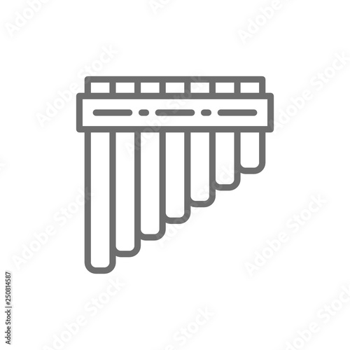 Pan Pipes  bamboo peruvian flute line icon.