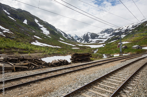 Railway at Flam rail station, Norway