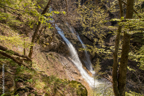 last waterfall in Canyon Hell in Borovnica throw leaves