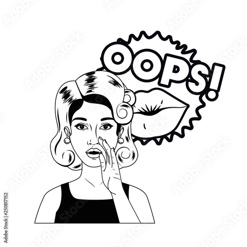 woman telling a secret with speech bubble