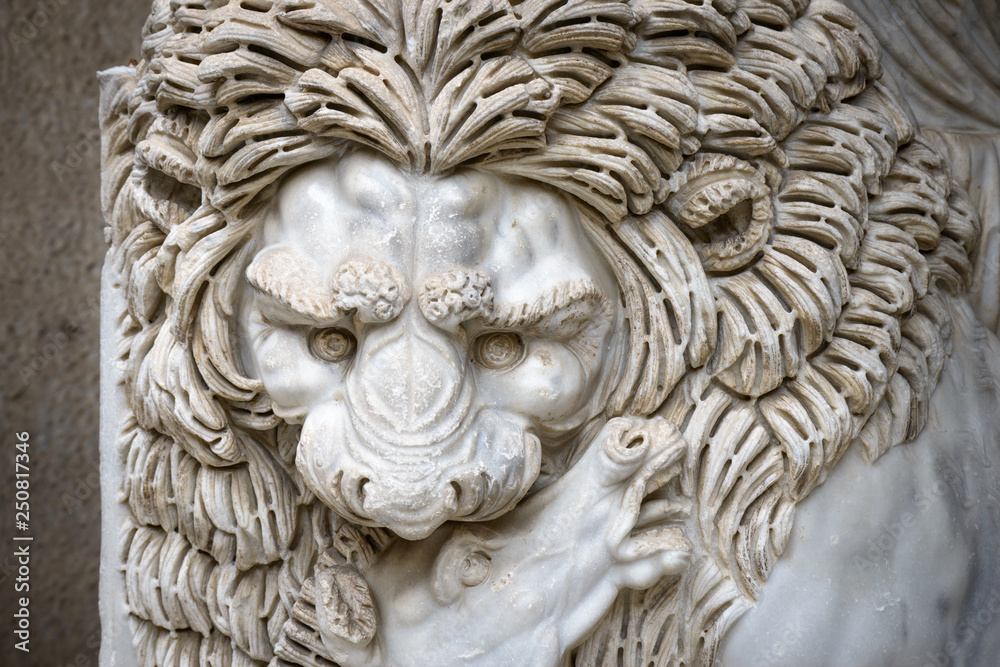 ancient lion Head sculpture