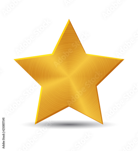 Golden metal Star Icon.